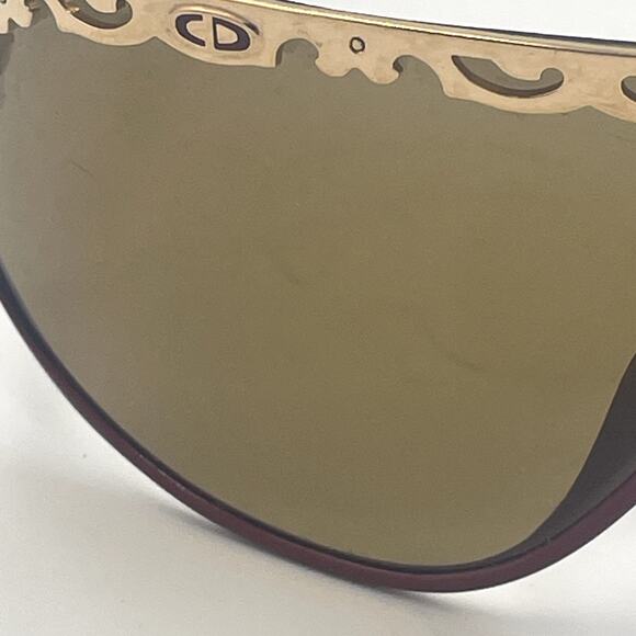Vintage Christian Dior 2501 Sunglasses Gold Tone Red Frame Brown Polarized Lens - Picture 3 of 13